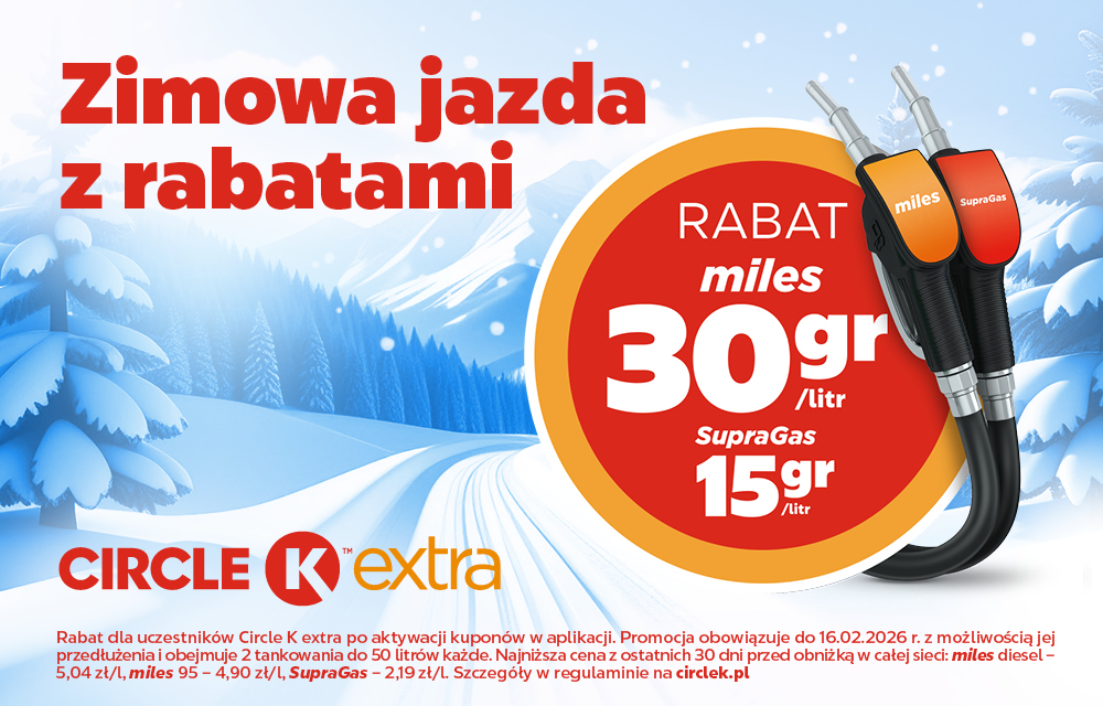 Grafika przedstawia zimowe rabaty na Circle K 