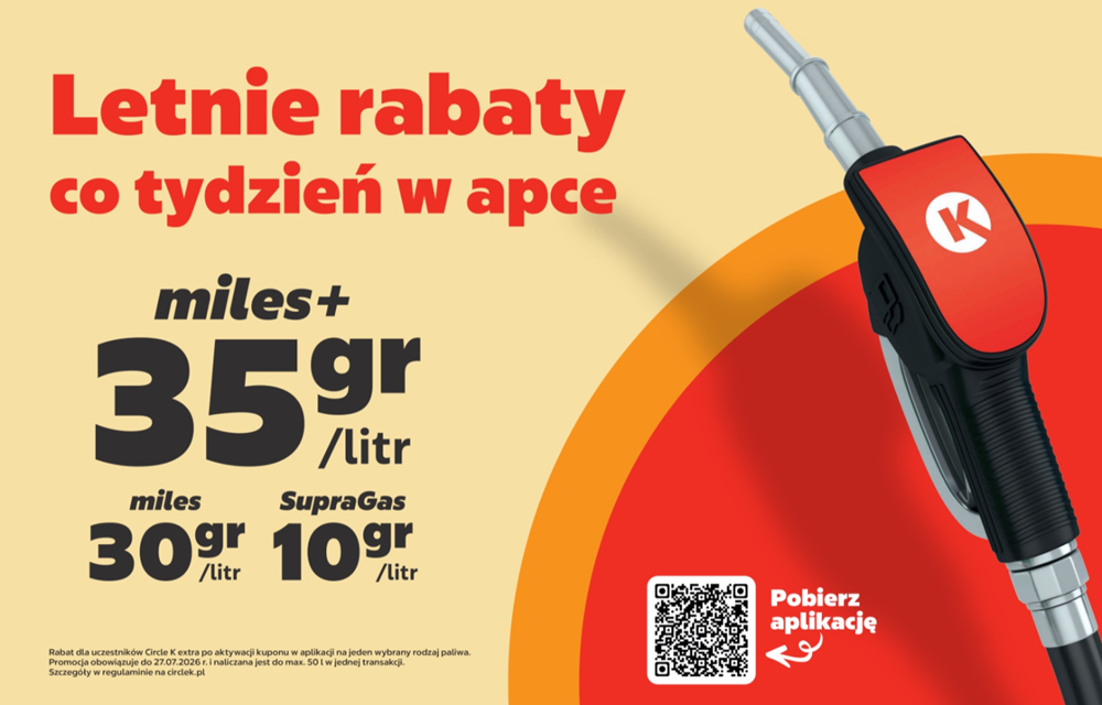 Grafika przedstawiająca letnie rabaty na paliwo na Circle K