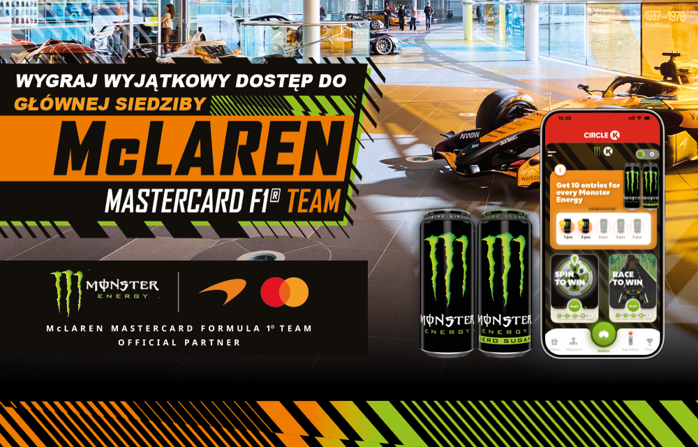 Grafika z banerem Monster Energry Game dostępnej w aplikacji Circle K