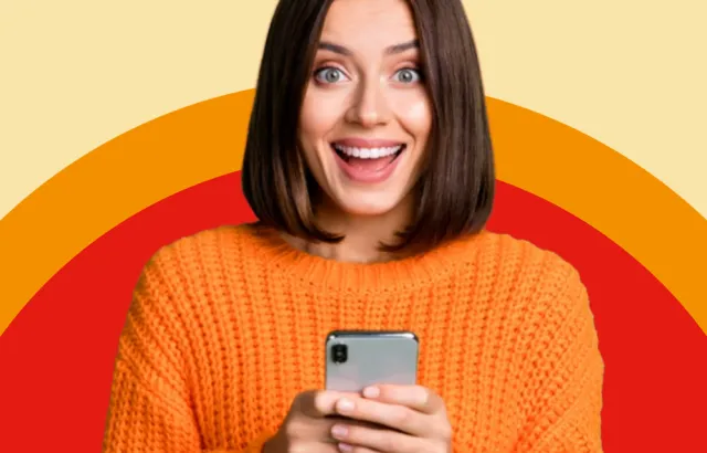 Grafika z kobietą patrzącą na telefon.